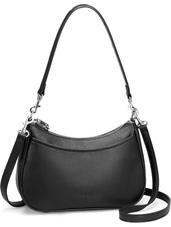 Handbags - Women's Black Genuine Leather Fashion Anti Theft Trendy Purse with RFID Handbag